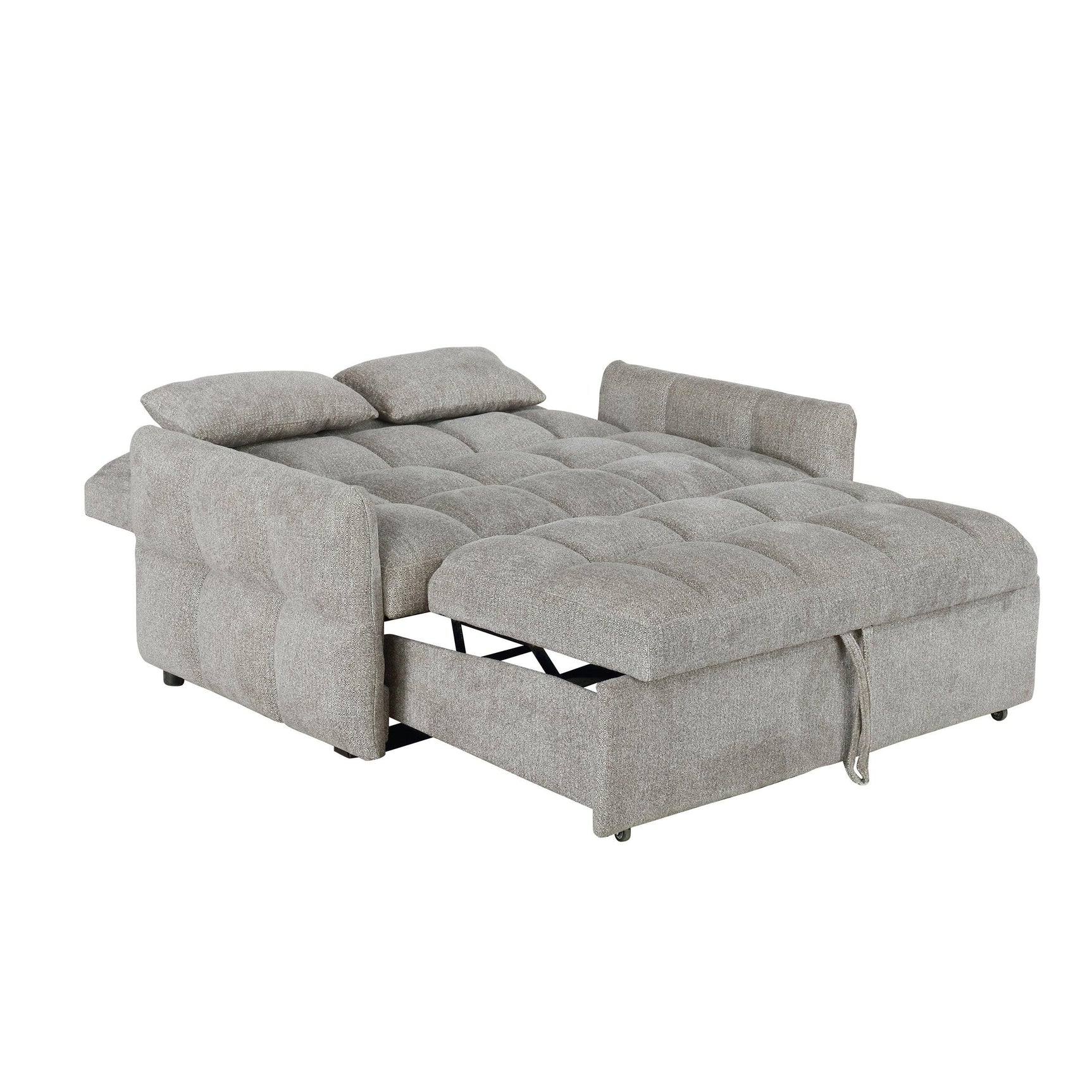Cotswold beige tufted cushion sleeper sofa bed with accent pillows