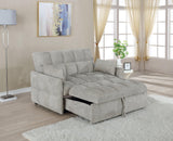 Cotswold beige tufted cushion sleeper sofa bed side view