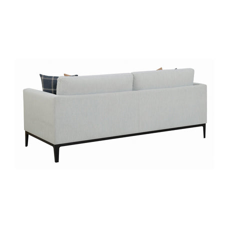 Apperson Cushioned Back Sofa Light Grey close-up of cushions