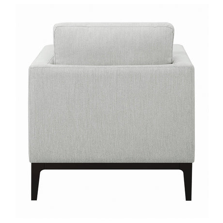 Apperson Light Grey Cushioned Back Arm Chair side angle