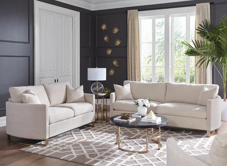 Main view of Corliss Beige Upholstered 2-Piece sofa and loveseat set