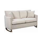 side view of Corliss Beige Upholstered 3-Piece (sofa Loveseat Chair) furniture