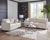 Corliss Loveseat with accent pillows in beige fabric