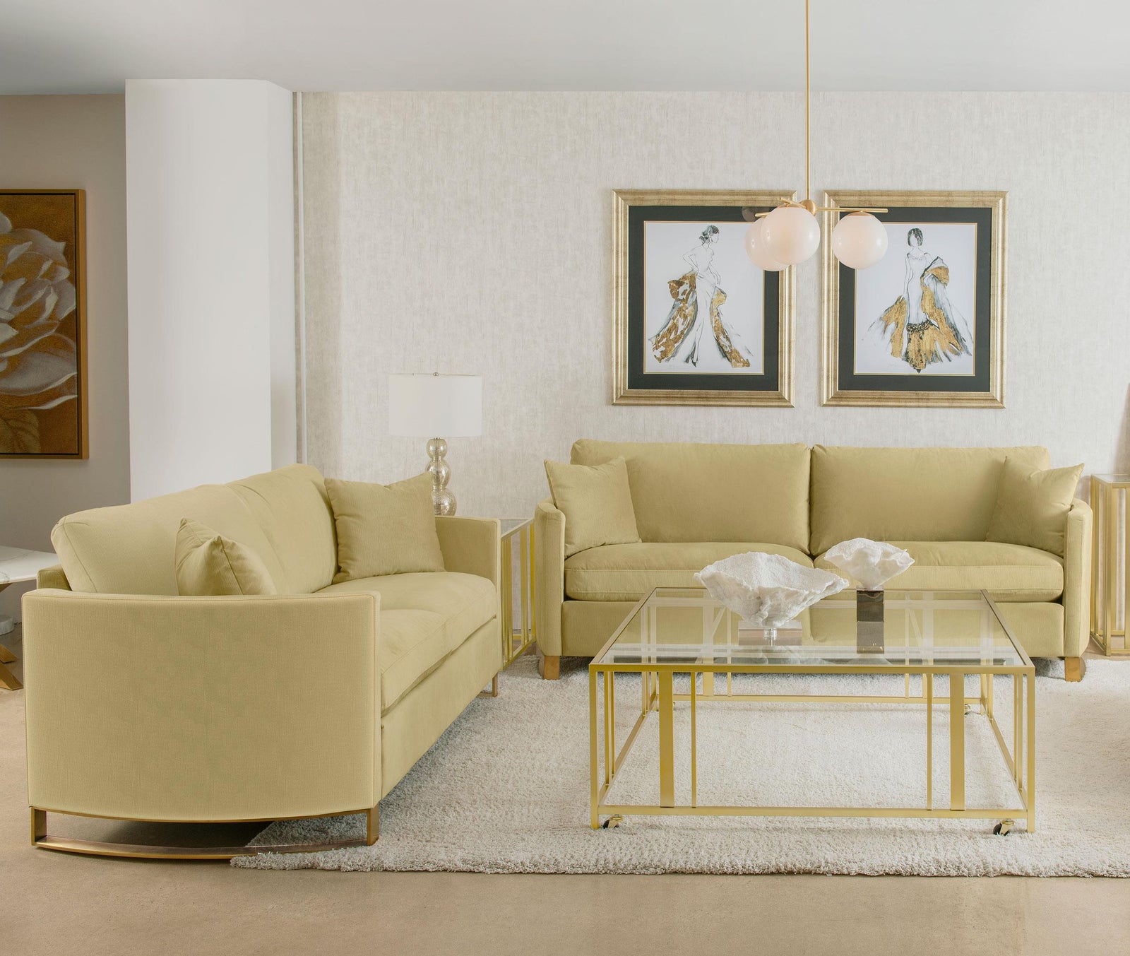 main view of Corliss 2-piece Velvet Upholstered Sofa Set Camel furniture