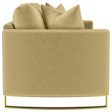 Detail of tufted velvet fabric on Corliss sofa arm