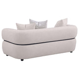 Side angle of Jeanette 2-piece beige fabric sofa