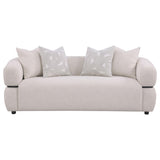 Jeanette 84-inch Beige Fabric Upholstered Sofa side view