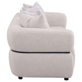 Jeanette beige sofa angled frontal view