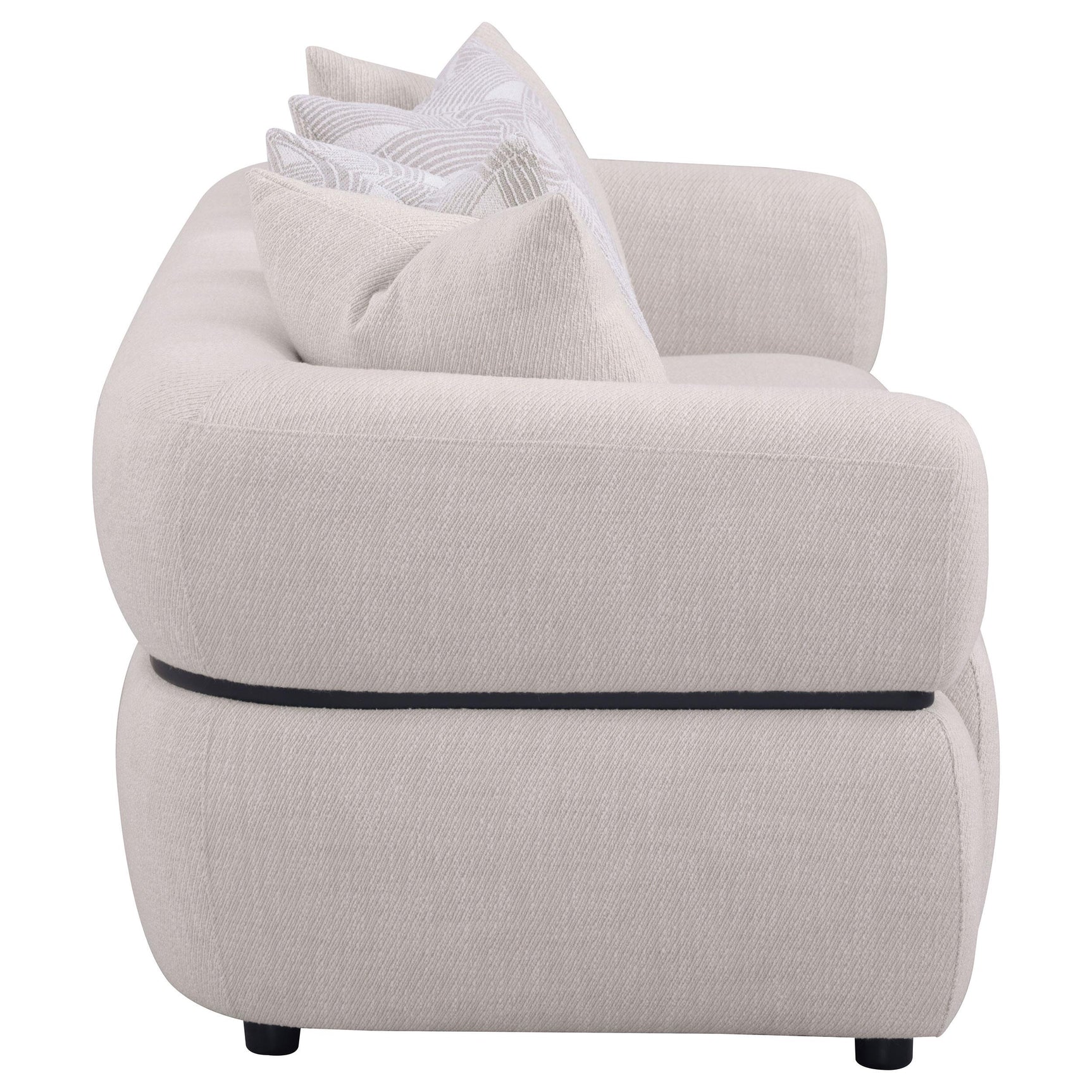 Jeanette beige sofa angled frontal view