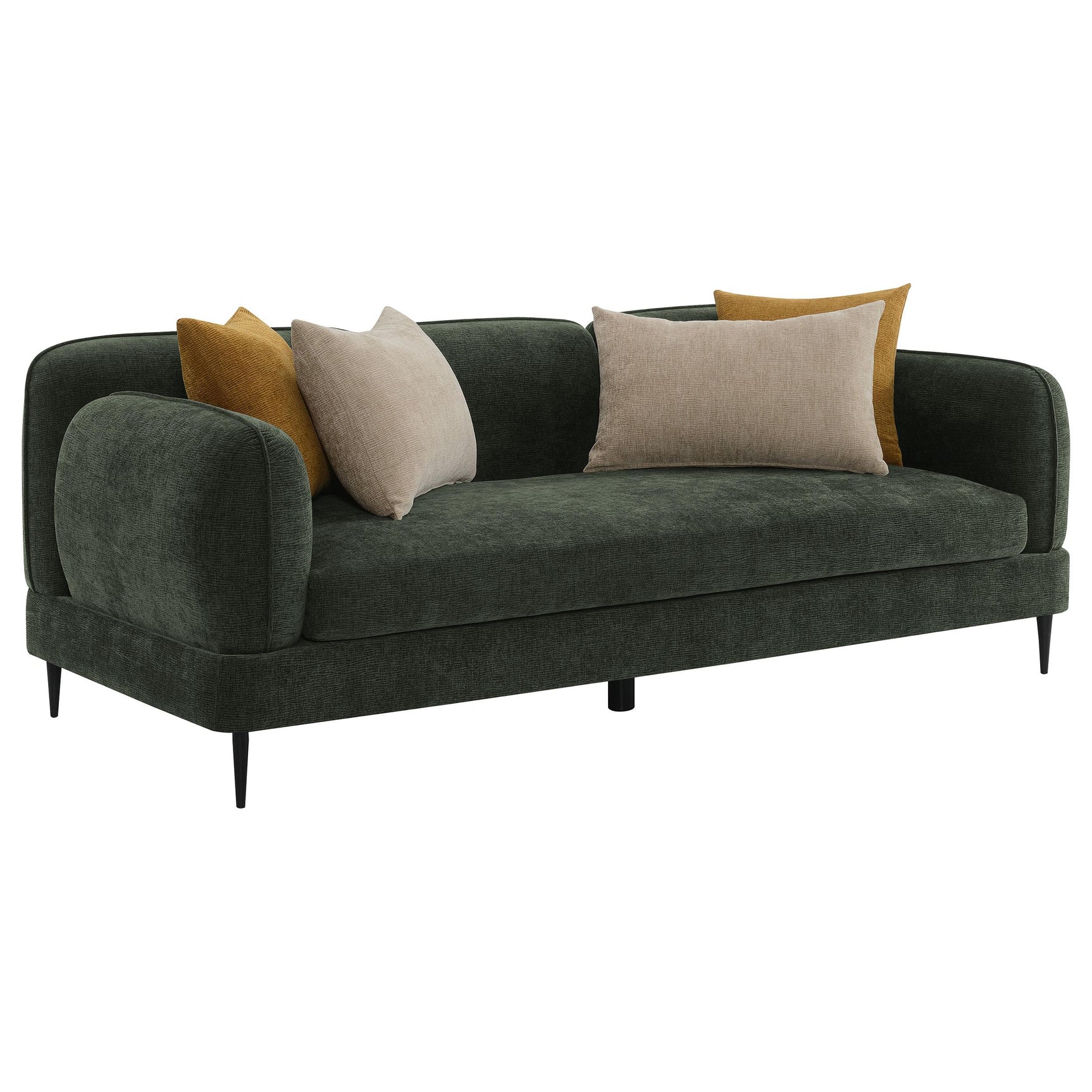 Side view of Soba Rich Green Sofa Loveseat
