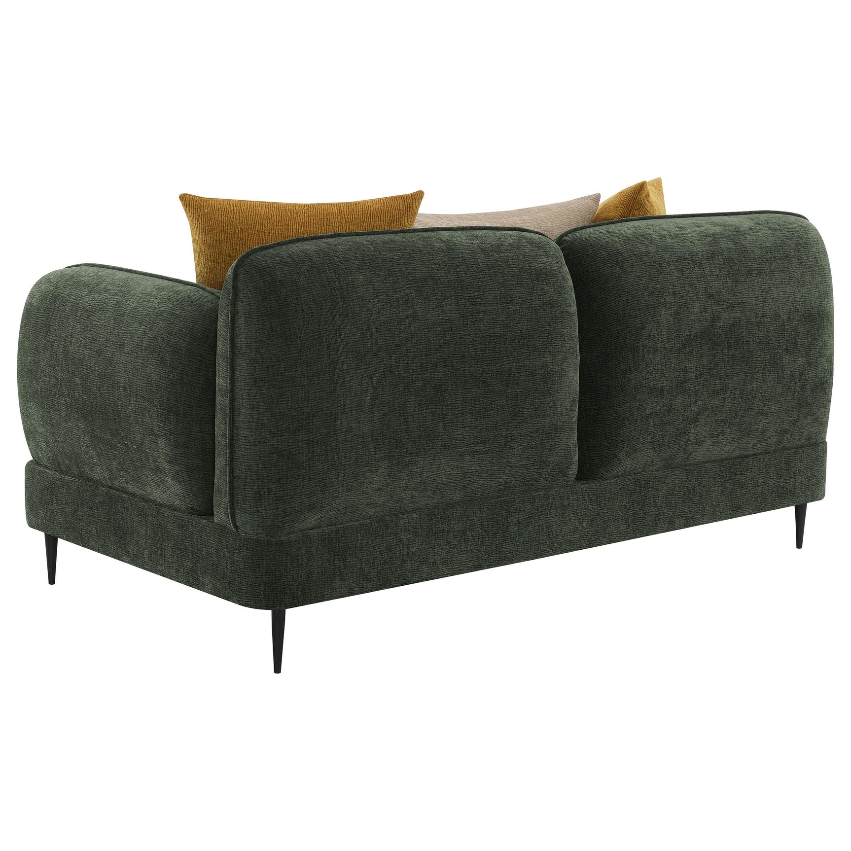Back view of the Soba Rich Green Loveseat