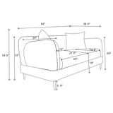 Loveseat angled view highlighting fabric texture