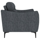 Nolan loveseat showing sinuous spring support underneath
