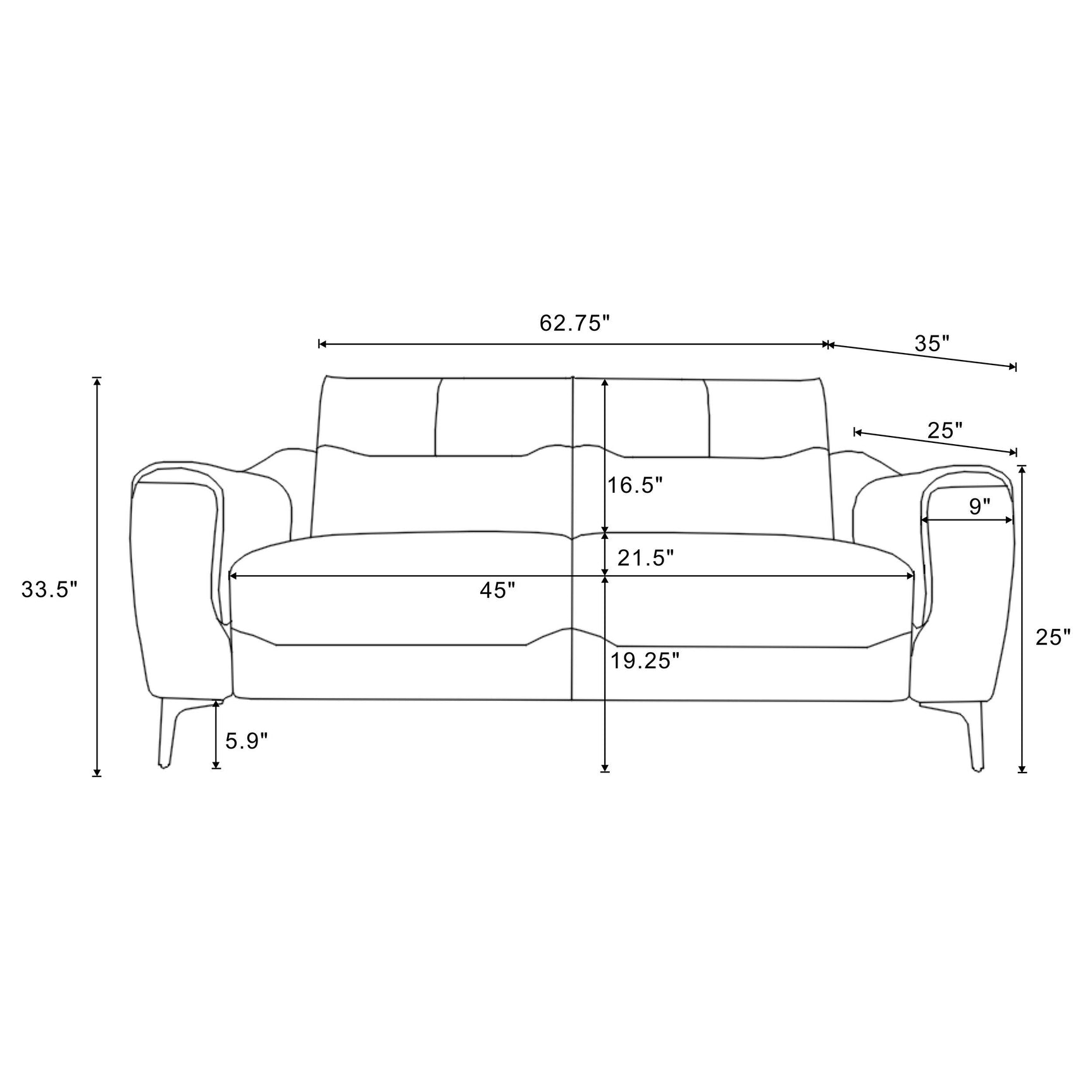 Nolan loveseat cushion stitching detail