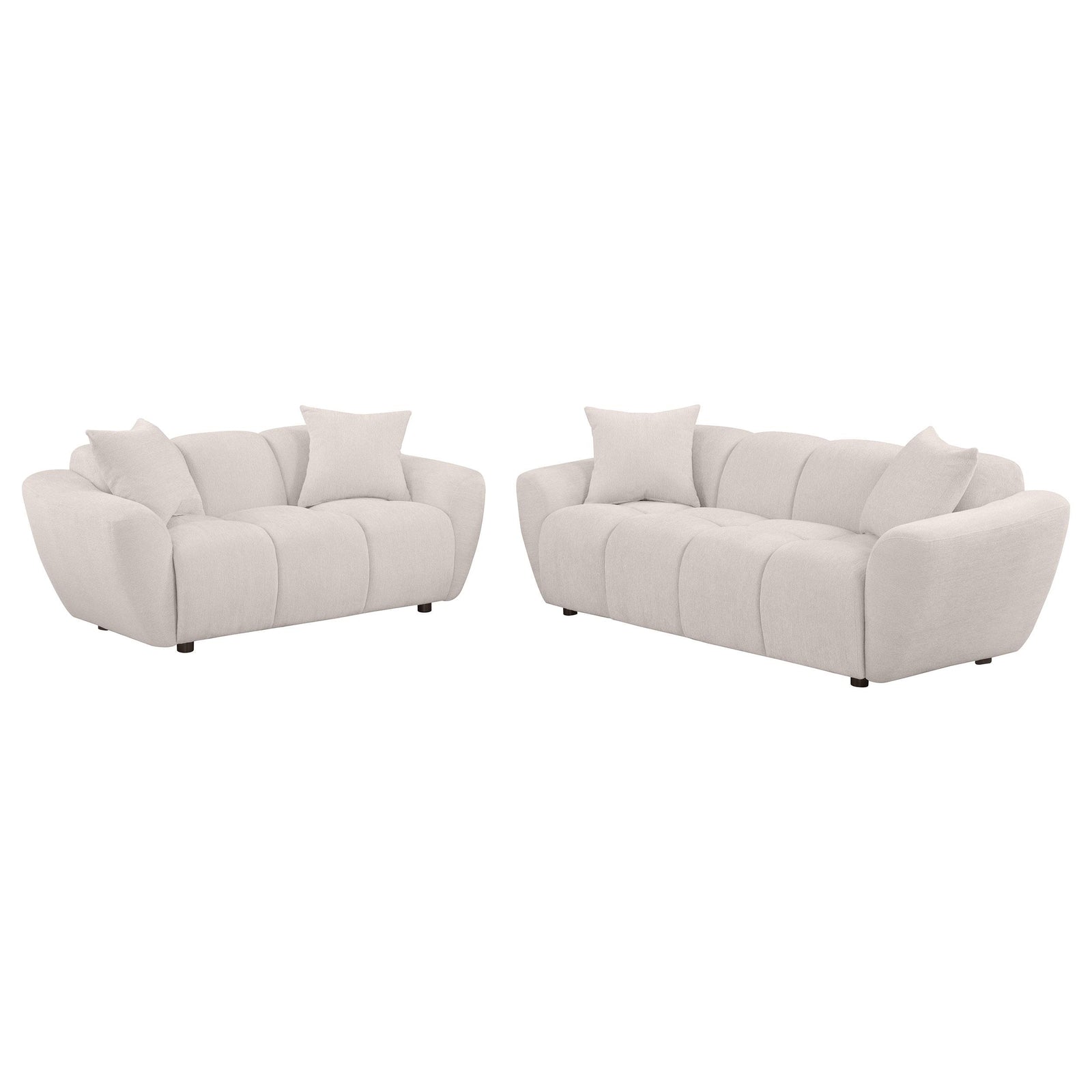 main view of Destino 2-piece Chenille Splayed Arm Sofa Set Greige furniture