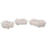 main view of Destino 3-piece Chenille Splayed Arm Sofa Set Greige furniture