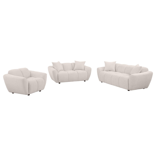 main view of Destino 3-piece Chenille Splayed Arm Sofa Set Greige furniture