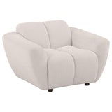 detail view of Destino 3-piece Chenille Splayed Arm Sofa Set Greige furniture