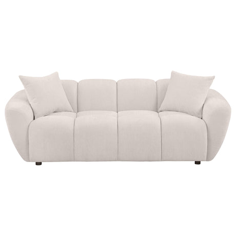 Destino Chenille Upholstered Sofa greige side profile