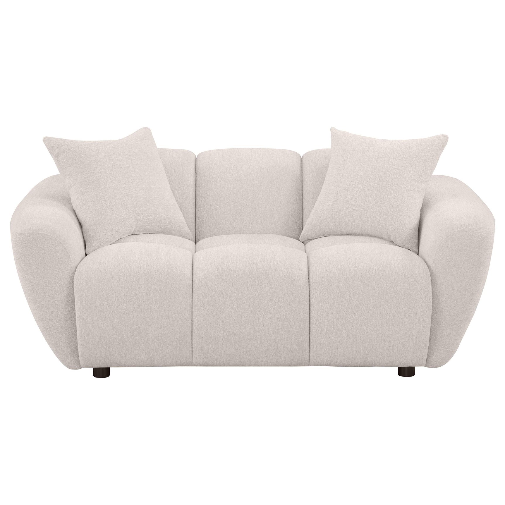 Destino loveseat side angle showing splayed arm