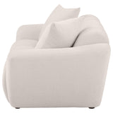 Back view of Destino chenille upholstered loveseat