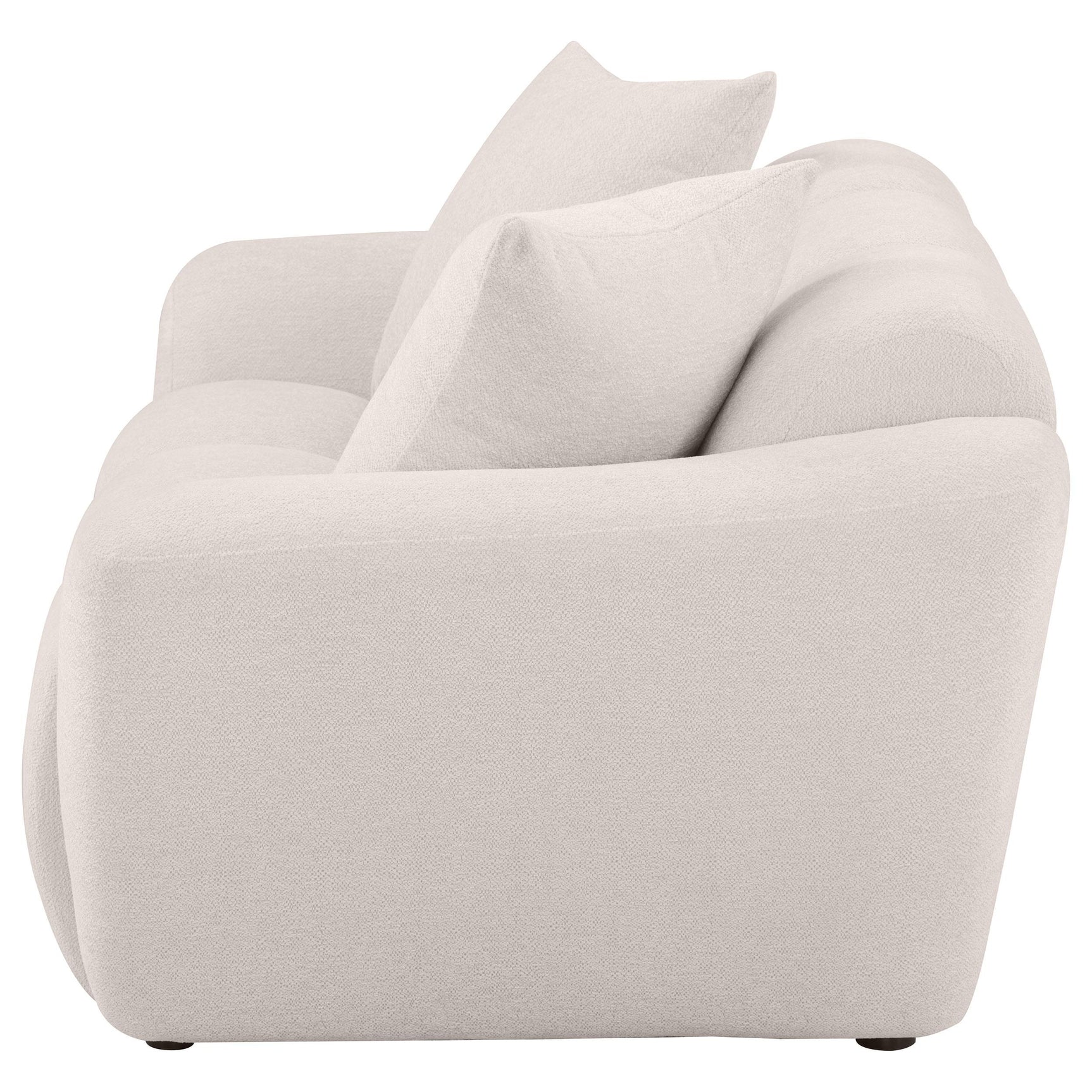 Back view of Destino chenille upholstered loveseat