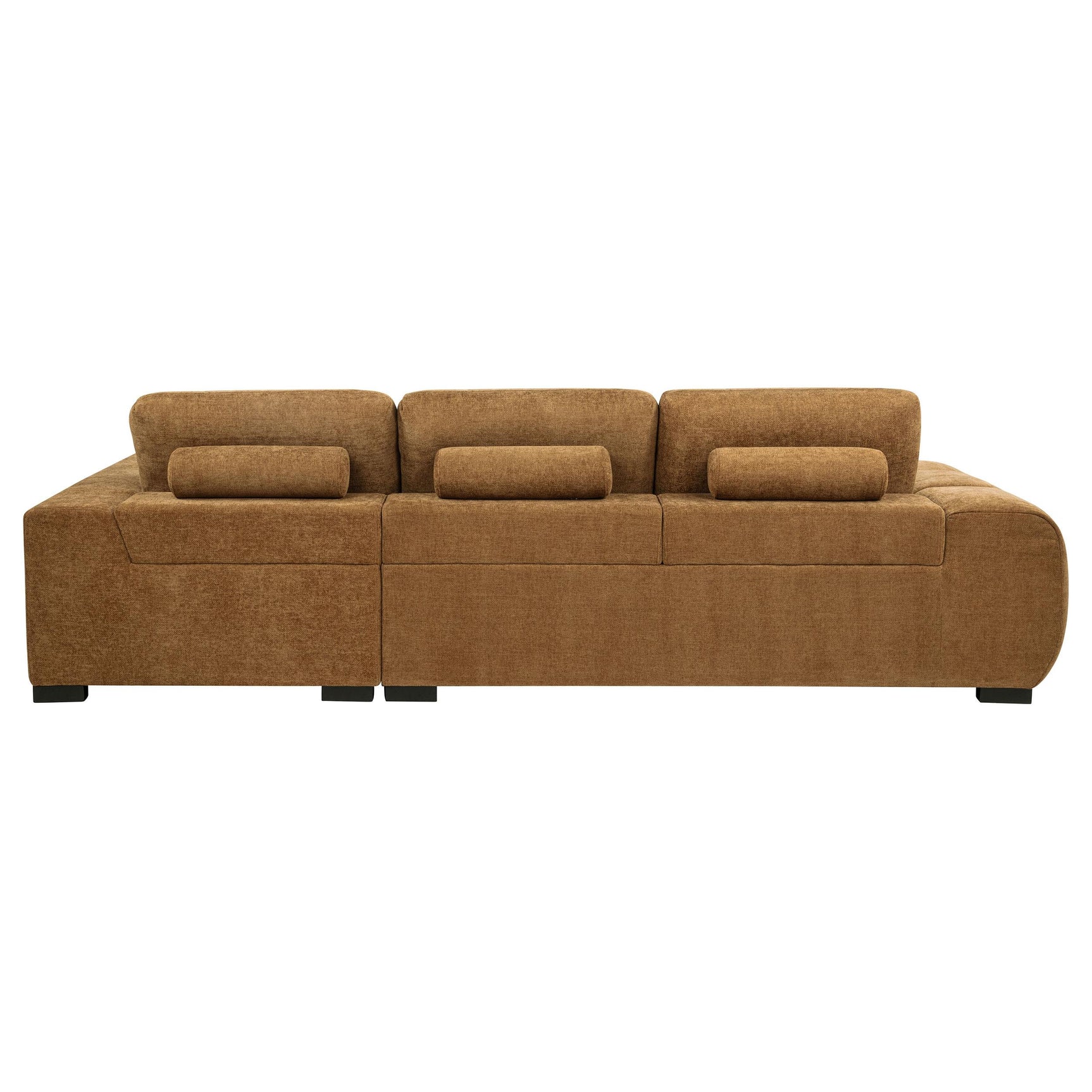 Living room setting featuring Octavia amber fabric sectional chaise sofa