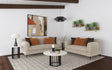 Side view of Jade 2-piece chenille sofa and loveseat set in latte
