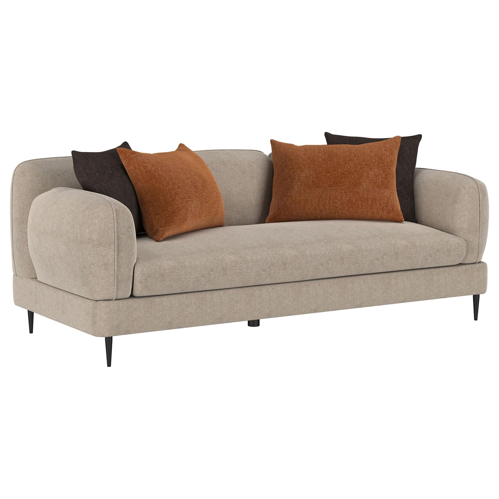 Detail of chenille fabric upholstery on Jade sofa set