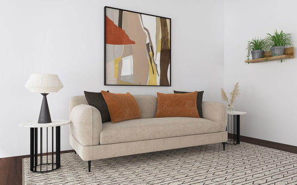 Jade Chenille Upholstered Track Arm Sofa Latte side view