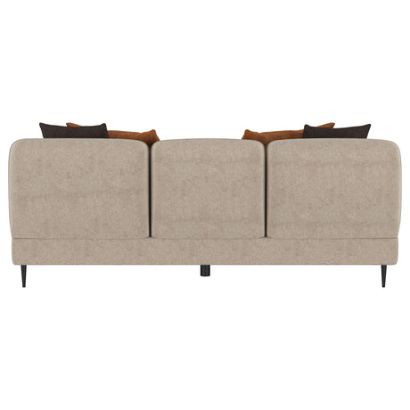 Jade Chenille Upholstered Track Arm Sofa Latte front perspective