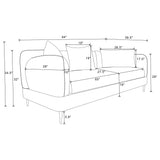 Side profile of sofa showing seat depth