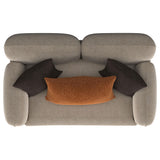 Jade Latte chenille upholstered loveseat with sculpted track arms and tapered metal legs