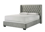 Daphne Queen Bed light gray headboard close-up