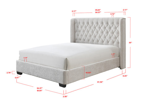 Daphne Bed rails in light gray upholstery