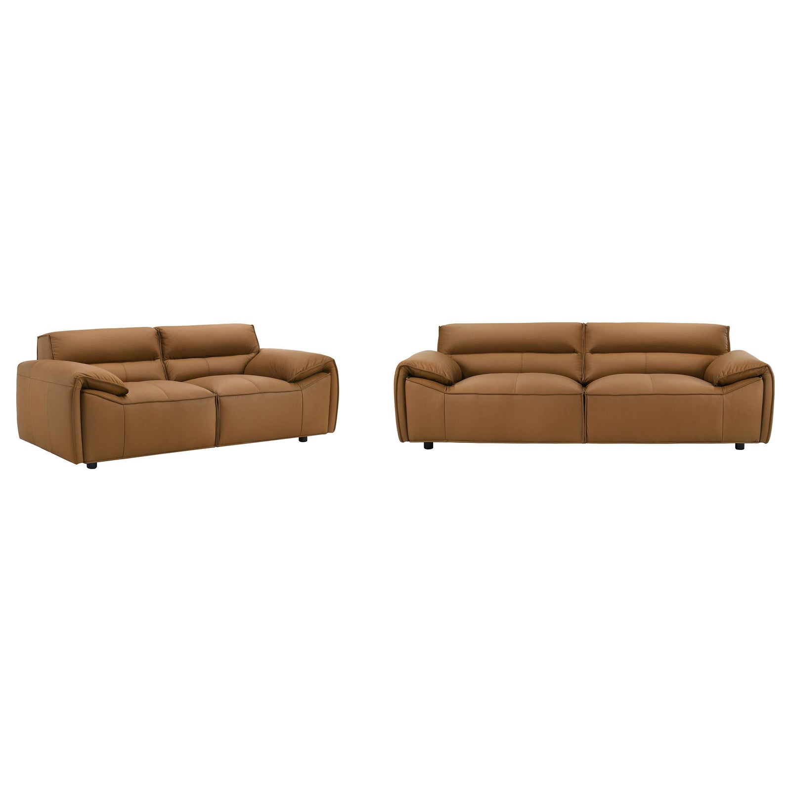 main view of Buxton 2-piece Leather Upholstered Sofa Set Orange furniture