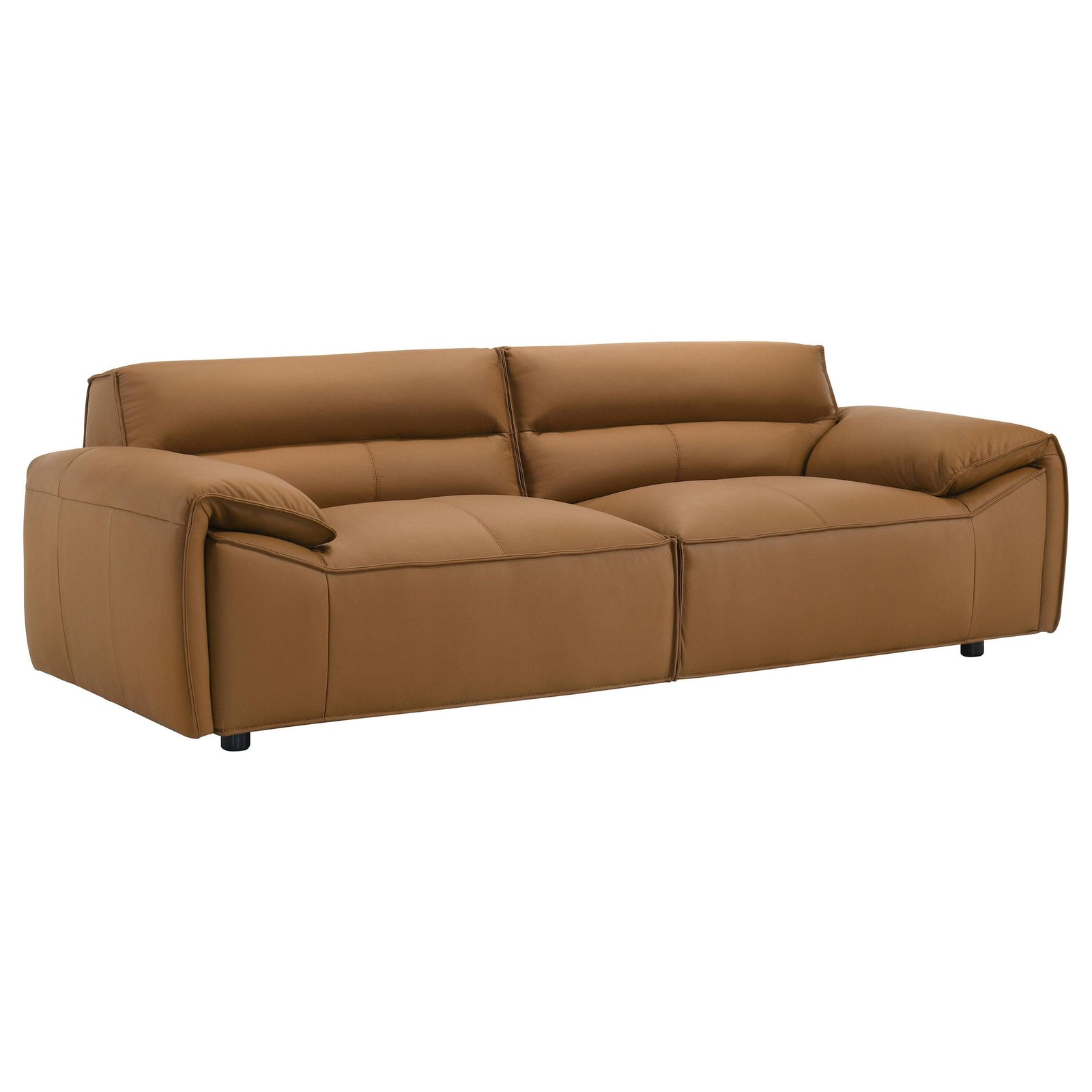 main view of Buxton Top Grain Leather Upholstered Sofa Orange furniture