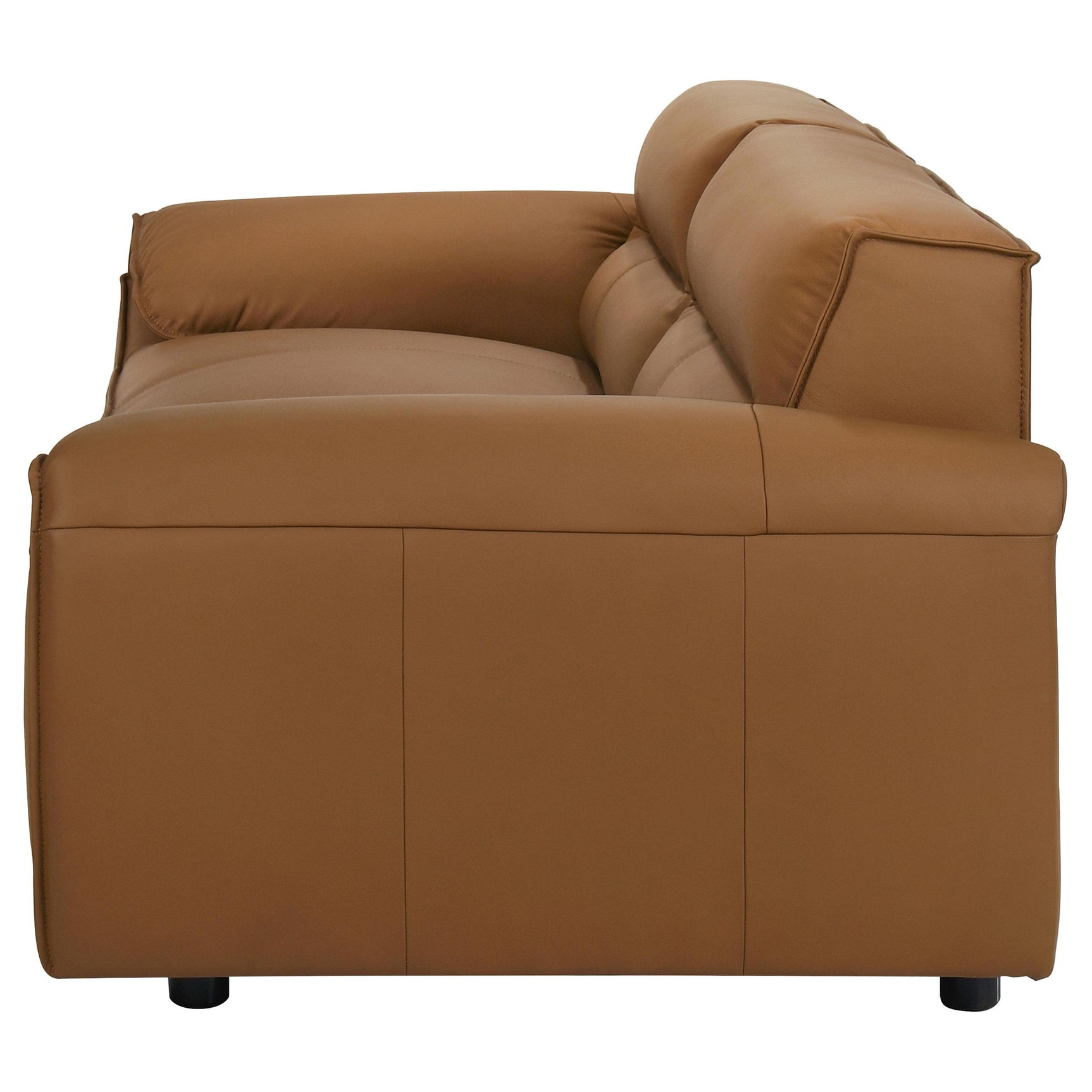 Buxton sofa front angle in orange leather