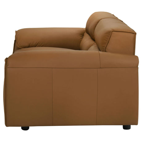 Back view of Buxton leather loveseat