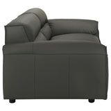 Side profile of Buxton Leather Sofa in graphite