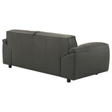 Plastic leg support on Buxton loveseat