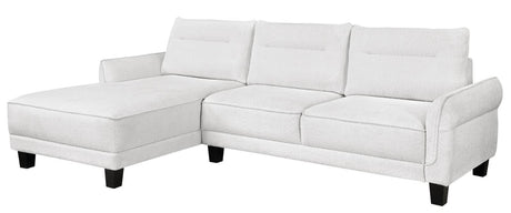 Caspian sectional sofa front view white and black upholstery