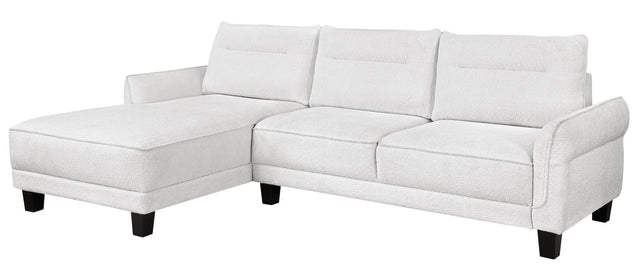 Caspian sectional sofa front view white and black upholstery