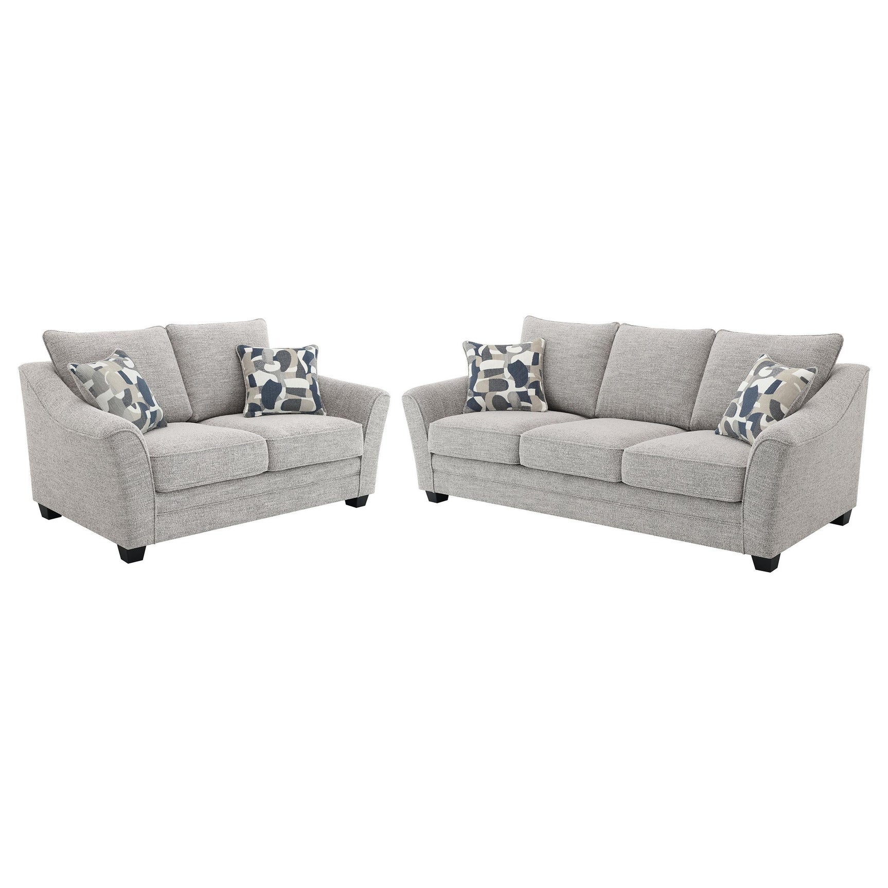 main view of Tomkins 2-Piece Boucle Upholstered Sofa Set Light Grey furniture