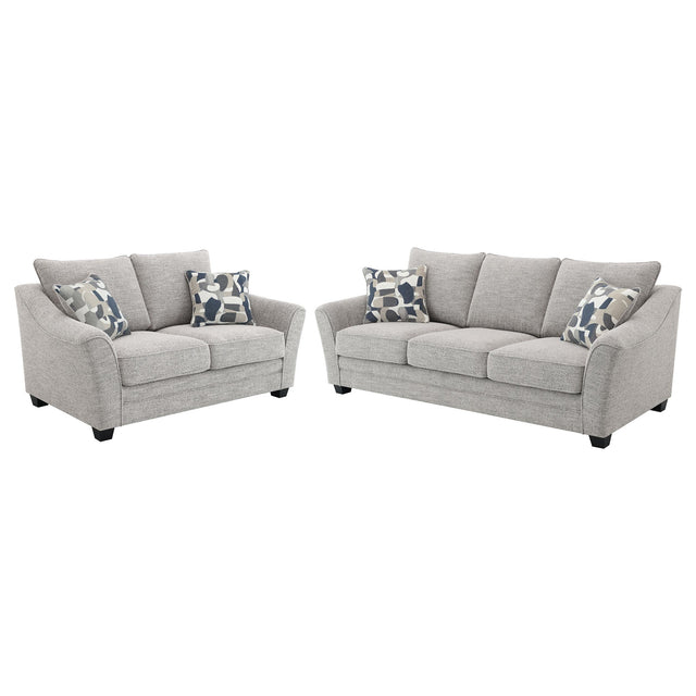 main view of Tomkins 2-Piece Boucle Upholstered Sofa Set Light Grey furniture
