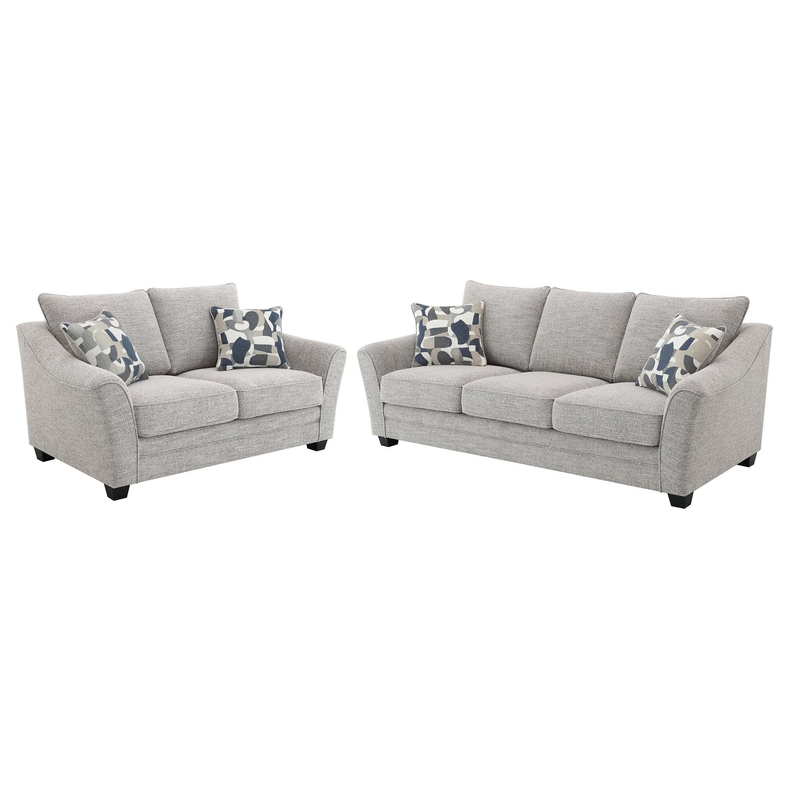 main view of Tomkins 2-Piece Boucle Upholstered Sofa Set Light Grey furniture