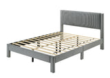 Side angle of Lucia Light Gray Upholstered Platform Queen Bed
