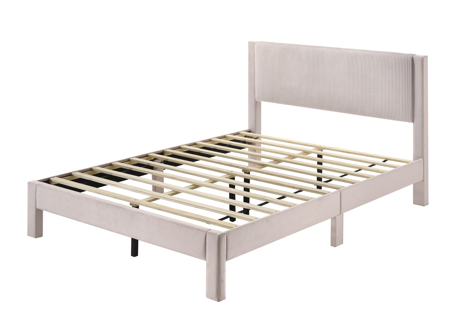 Lucia Pink Upholstered Platform Full Bed close-up headboard