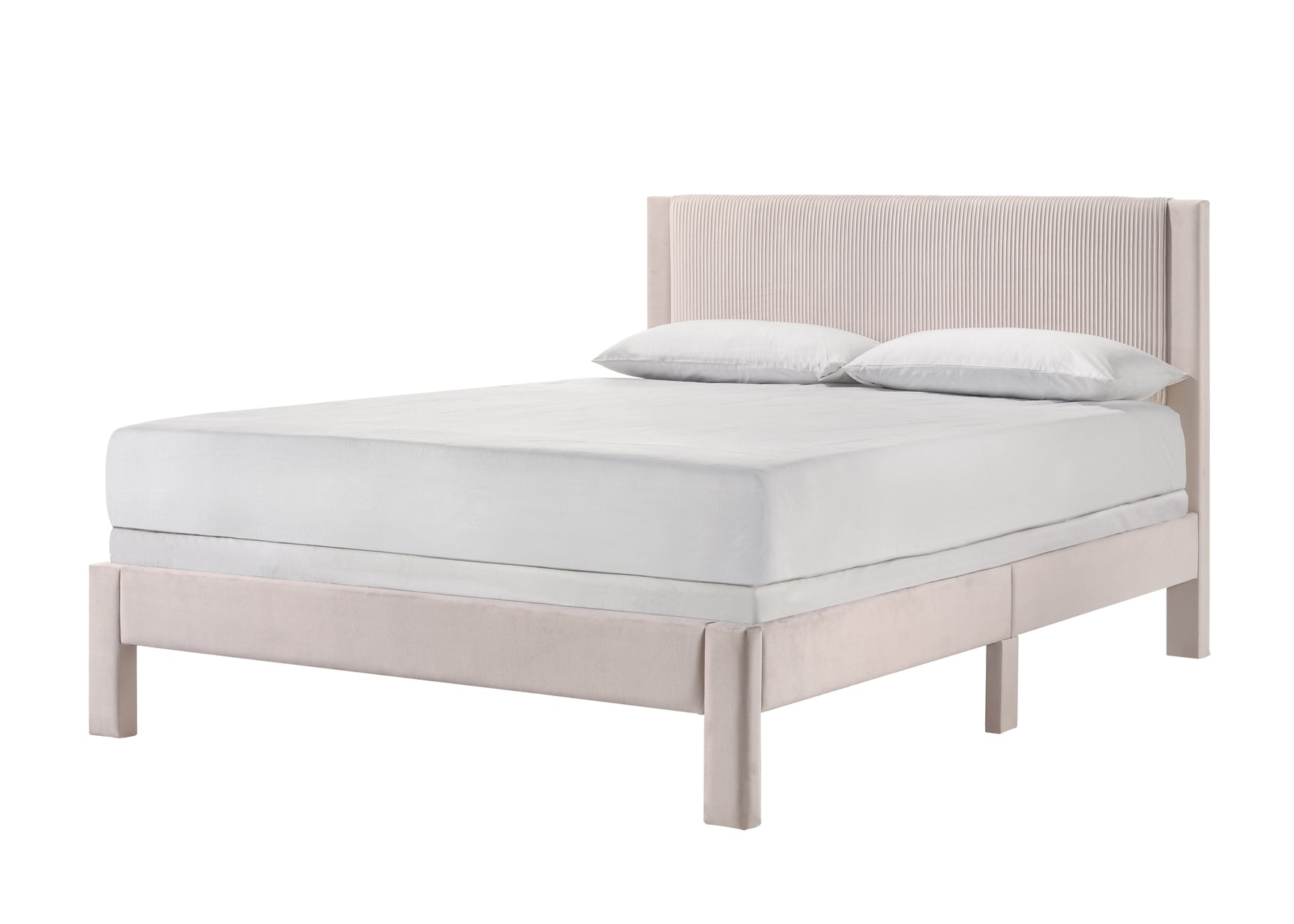 Lucia Queen Size Upholstered Platform Bed in Pink
