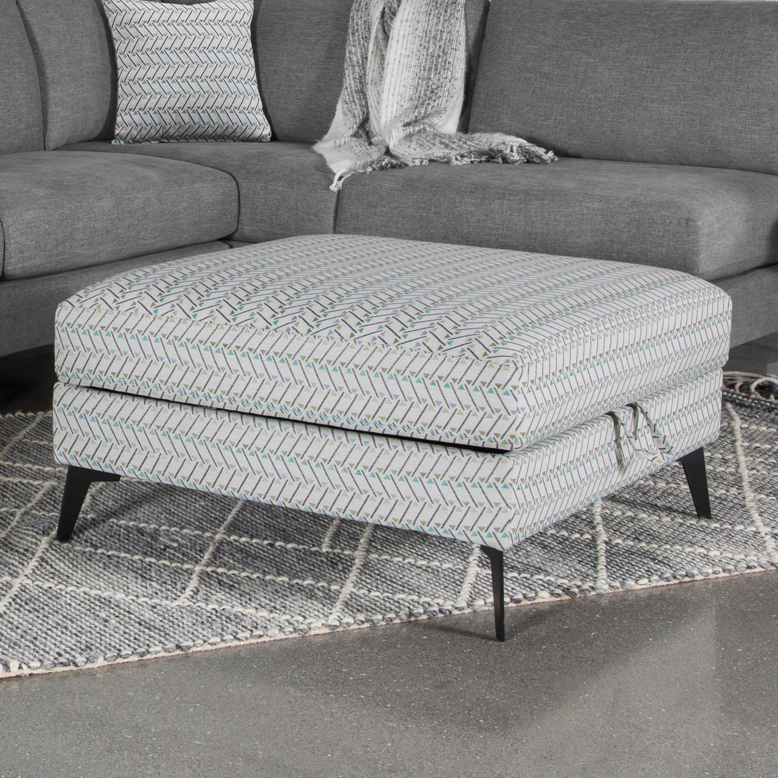Clint multi-color upholstered storage ottoman front view